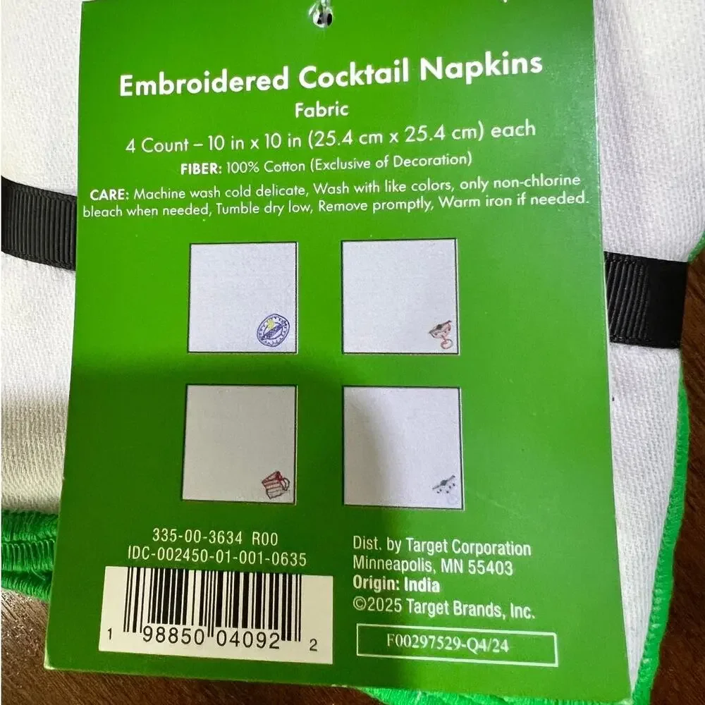 NWT - 4ct Embroidered Icon Cloth Napkin Cream - Kate Spade New York x Target